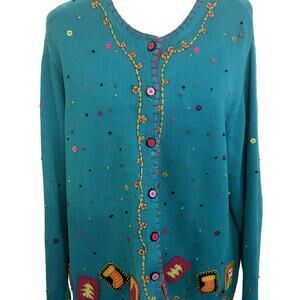 VNTG Susan Bristol All Season Cardigan Whimsical Embellishments 2000 Y2K…
